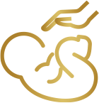 אייקון של תינוק ומעליו כף יש מושתת כדי לעשות עיסוי מטן