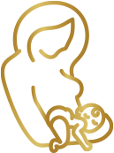 אייקון של אמא מחזיקה תינוק בתנוחת נמר על עץ